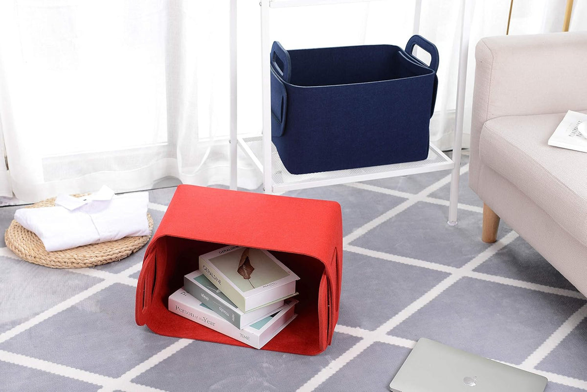 Minoisome Storage Basket Felt Storage Bin Collapsible& Convenient Box Organizer with Carry Handles