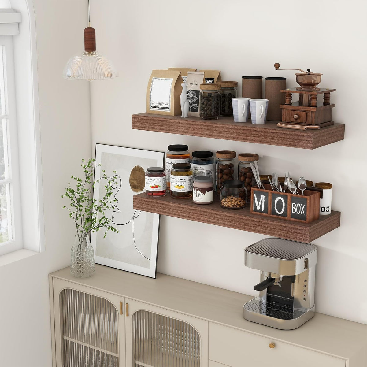 Deep Floating Shelves for Wall, 36'' x 12'' Rustic Large Floating Shelves Set of 2, 12 Inch Deep
