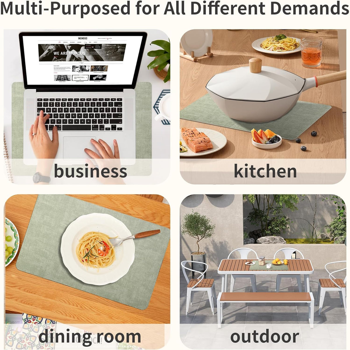 Maxpearl Faux Leather Placemats Set of 8 – Waterproof, Wipe Clean, Heat Resistant, Non-Slip Dining