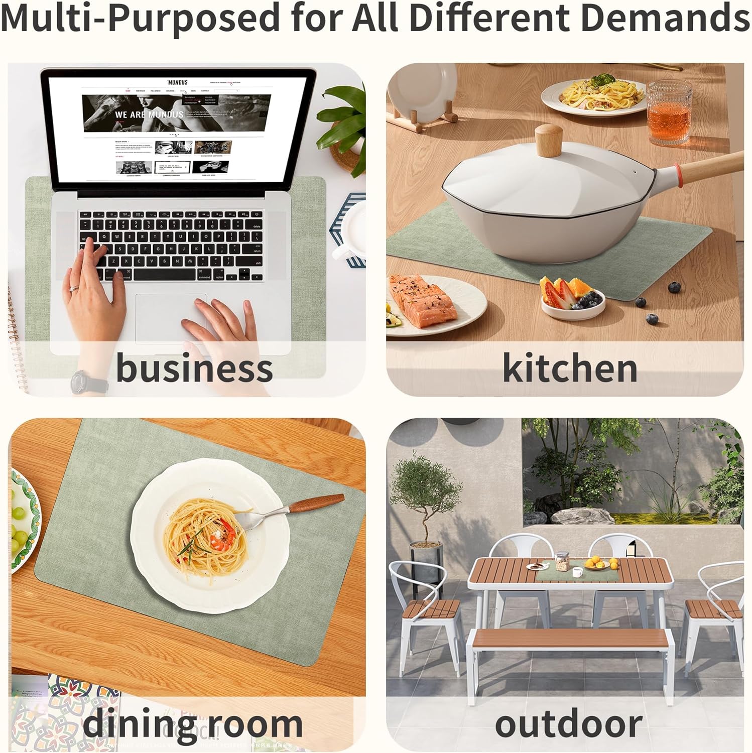 Maxpearl Faux Leather Placemats Set of 8 – Waterproof, Wipe Clean, Heat Resistant, Non-Slip Dining