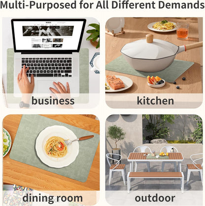 Maxpearl Faux Leather Placemats Set of 8 – Waterproof, Wipe Clean, Heat Resistant, Non-Slip Dining