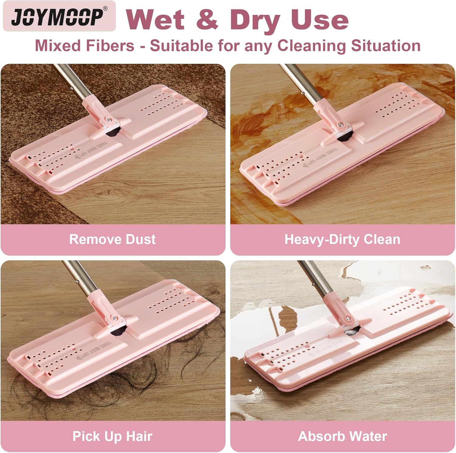 JOYMOOP Mop Replacement Pads, Reusable Microfiber Mop Pads for 13-inch Flat Mop and Mop Bucket Set