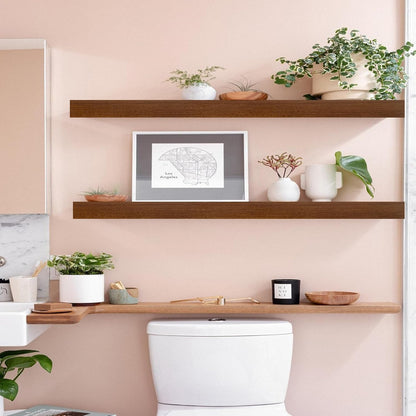 IAE Walnut Floating Wall Shelves 36 inch, Bathroom Shelves Wall Mounted,Invisible Shelves Floating