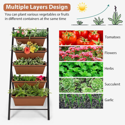 S AFSTAR 5-Tier Vertical Garden Planter, 5-Layer Raised Garden Bed with 5 Detachable Planter Boxes