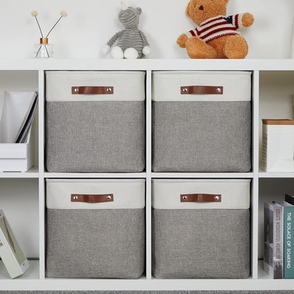 DULLEMELO 13 inch Fabric Storage Cubes 4 Pack Foldable Baskets/Bins for Home Office Organizer