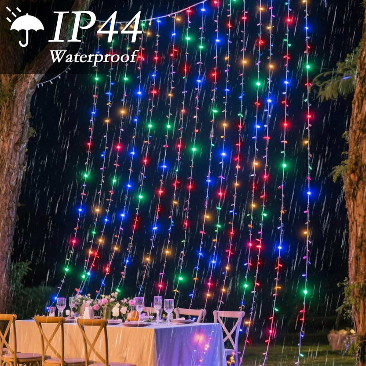 200 LED Rainbow Curtain String Lights 9.8 * 6.6FT Plug in Fairy with Timer and 8 Modes, Waterproof