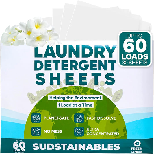 Sudstainables Laundry Detergent Sheets (60 Loads) – Eco-Friendly, Zero Waste, Plastic-Free Laundry