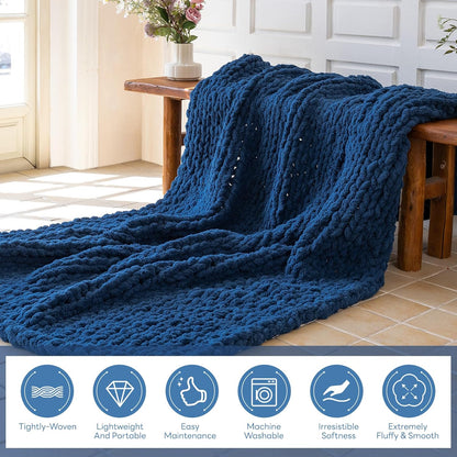 Chunky Knit Blanket - Luxury Soft Cozy 50 * 60 Throw Blanket,100% Woven Blanket Rope Knot Throw