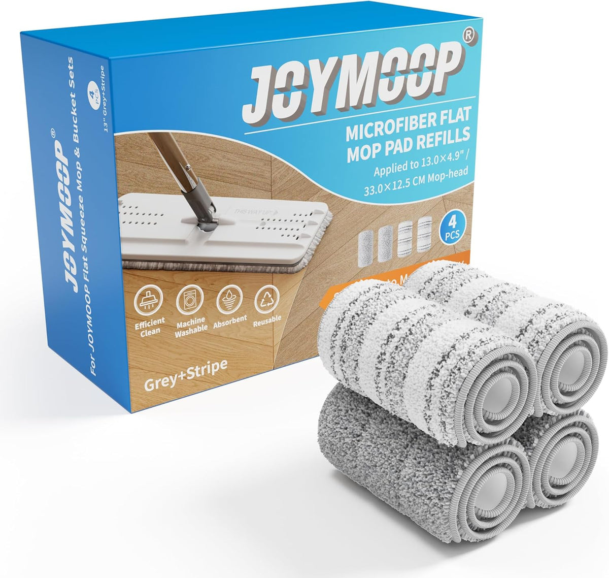 JOYMOOP Flat Mop Pads, Microfiber Mop Cleaning Pads, Washable Pads, Pads Replacement for JOYMOOP