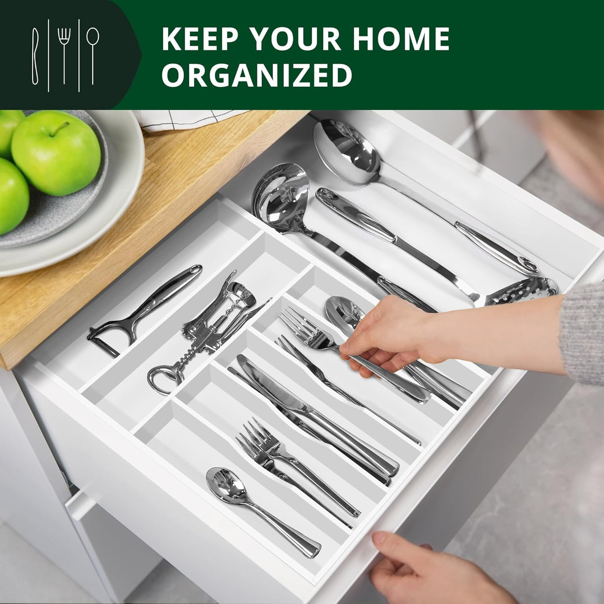 ROYAL CRAFT WOOD Luxury Bamboo Kitchen Drawer Organizer - Silverware Organizer - Utensil Holder and