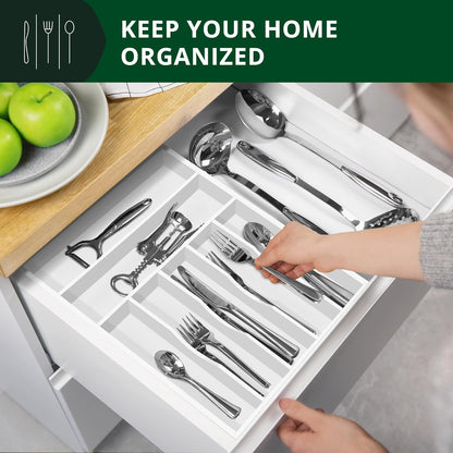 ROYAL CRAFT WOOD Luxury Bamboo Kitchen Drawer Organizer - Silverware Organizer - Utensil Holder and