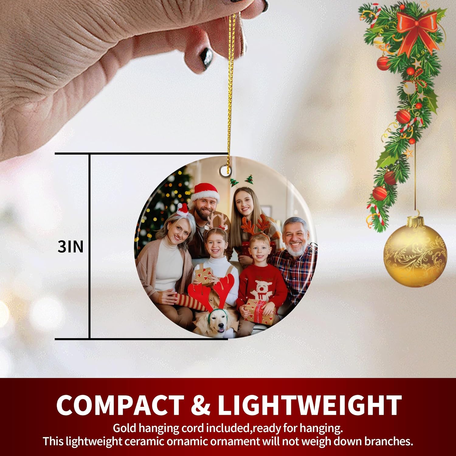 Personalized Christmas Ornaments, Custom Photo & Text 2025 Christmas Tree Ornament, Ideal for Xmas