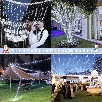 2 Pack Christmas Lights Outdoor, Total 200FT 600LED Christmas Tree Lights with 8 Modes Waterproof