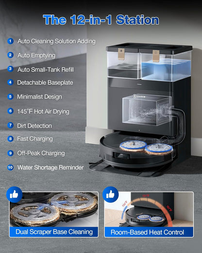ECOVACS DEEBOT T50 MAX PRO Omni Robot Vacuum and Mop, 18,500Pa Suction, 18mm Auto-Lift, ZeroTangle