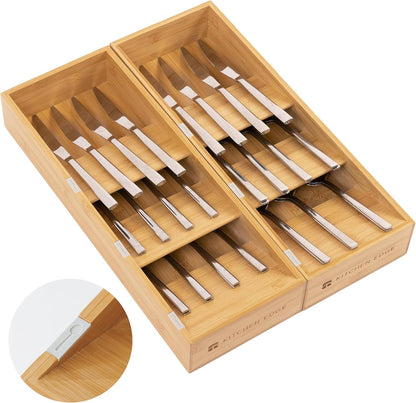 Premium Cutlery, Flatware, and Silverware Drawer Organizer – Slanted 3-Compartment Design with