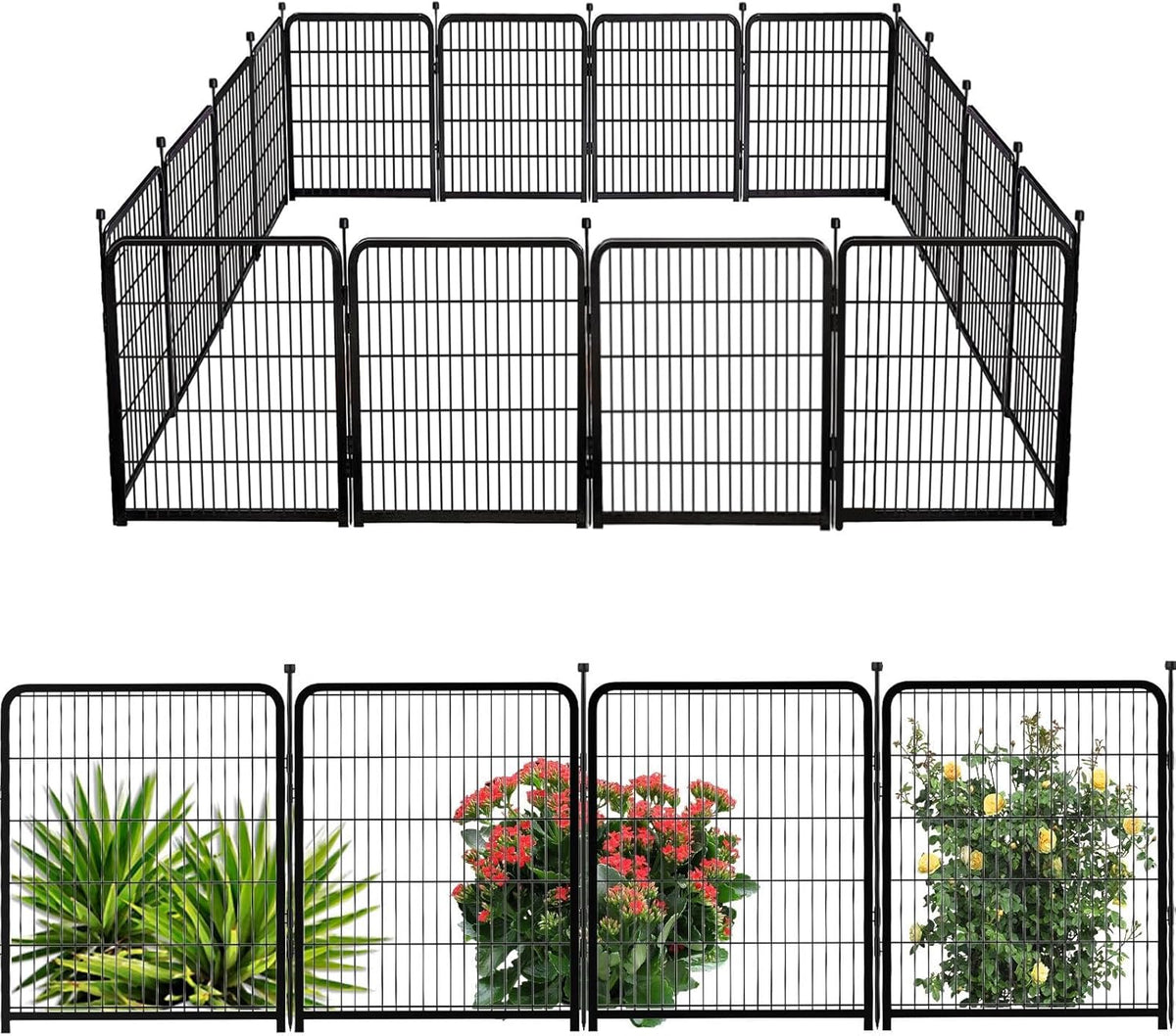 Garden Fence 36 Inch 14 Panels Without Gate, Inside and Outside, Total 31 Ft(l) Garden Fence for