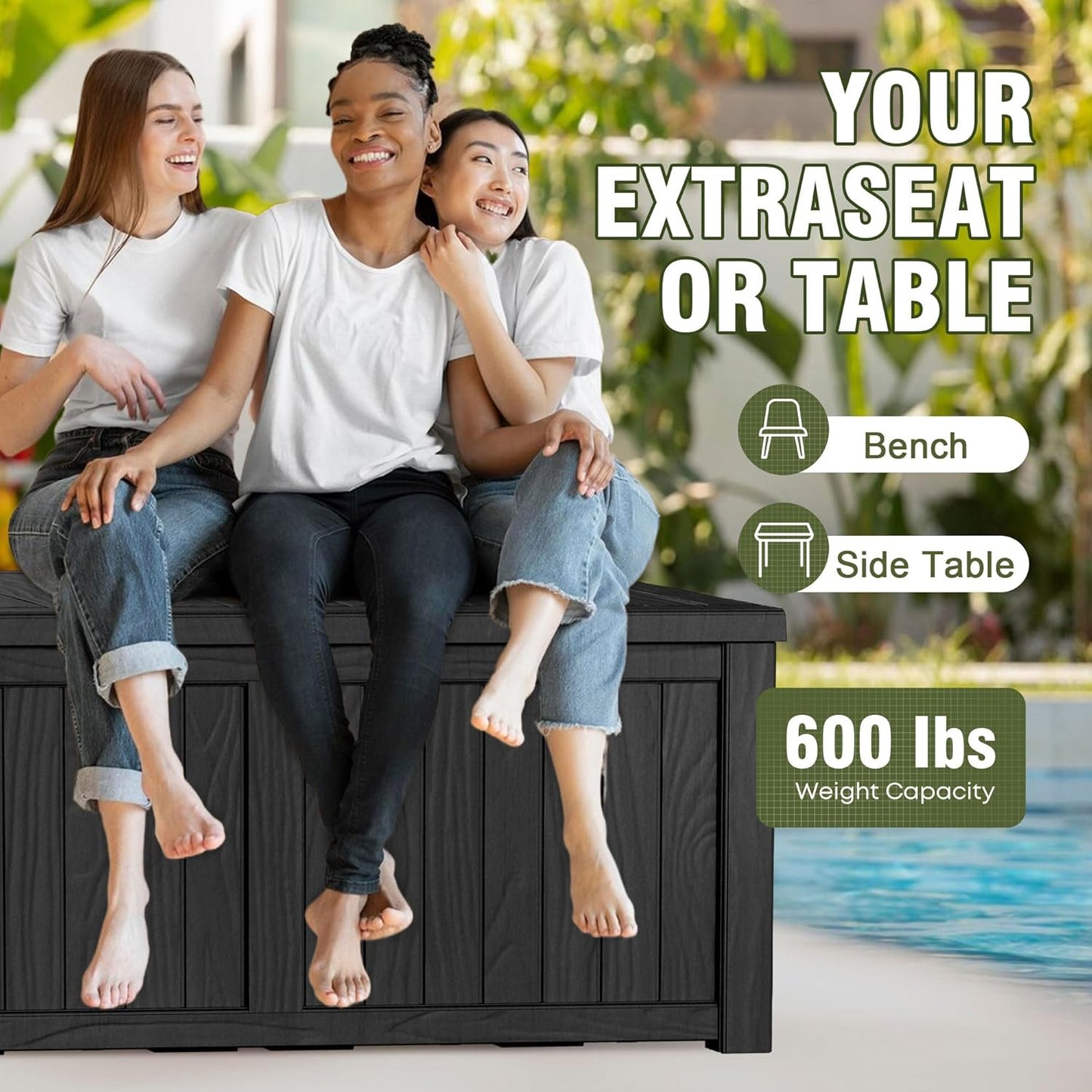 120 Gallon Outdoor Deck Box,Storage Lockable Waterproof Patio Furniture,Garden Tools,Cushions,Pool
