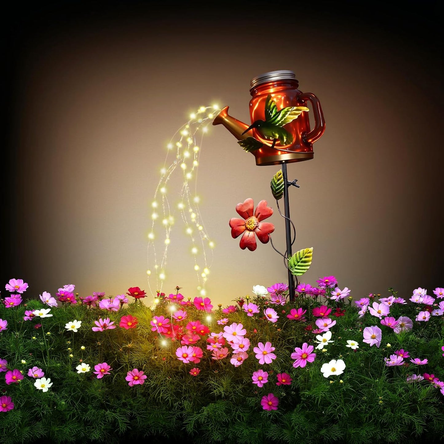 Solar Watering Can Light, Yard Outdoor Decor Lights, IP65 Waterproof, Hanging Hummingbird Garden