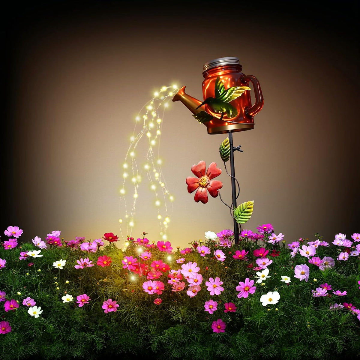 Solar Watering Can Light, Yard Outdoor Decor Lights, IP65 Waterproof, Hanging Hummingbird Garden