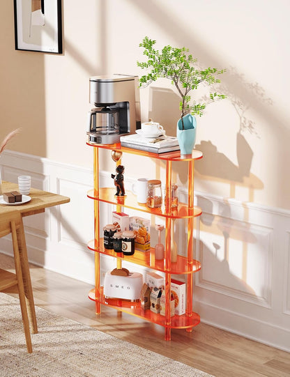Clear Bookshelf, Acrylic Bookcase with Open Book Shelf for Office Living Room Bedroom (4 Tier