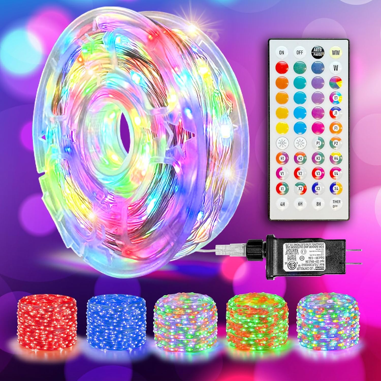 LitHome 300LED 99FT Led Fairy Lights Plug in, Color Changing Fairy Lights with Remote, 9 Modes Led