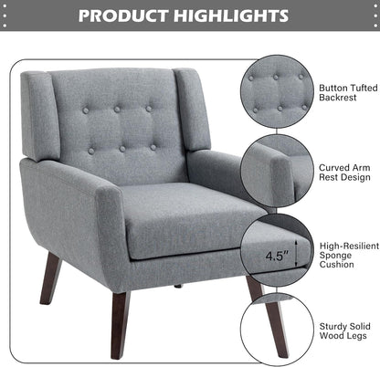 UIXE Accent Chair, Modern Upholstered Armchair in Fabric for Living Room, Comfy Club Arm Chairs