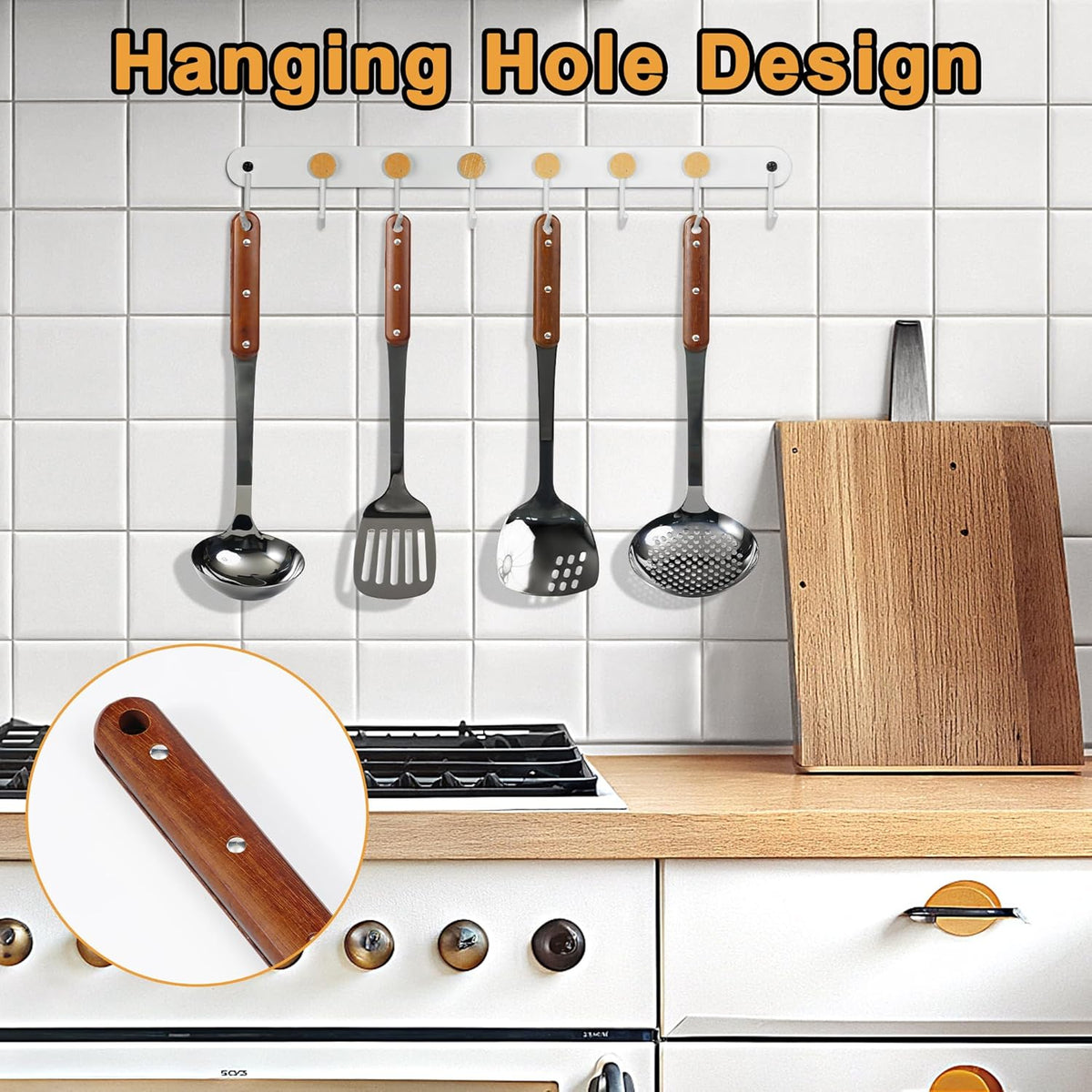 FJNATINH Stainless Steel Wok Spatula,Slotted Spatulas,Ladle,Skimmer Ladle Tool Set,Mirror Polished