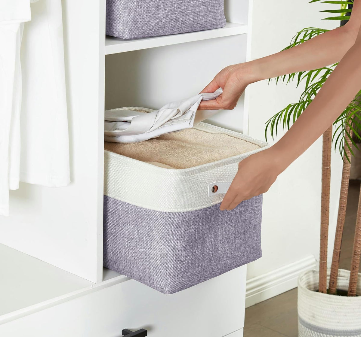 DECOMOMO Storage Bins Fabric Storage Baskets for Shelves, Linen Closet Organization Toys Nursery