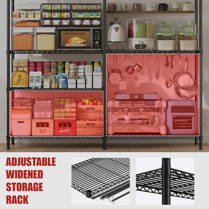 REIBII 61.7''W Storage Shelves Load 1220LBS Wire Shelving Unit 4 Tier Metal Shelving for Storage