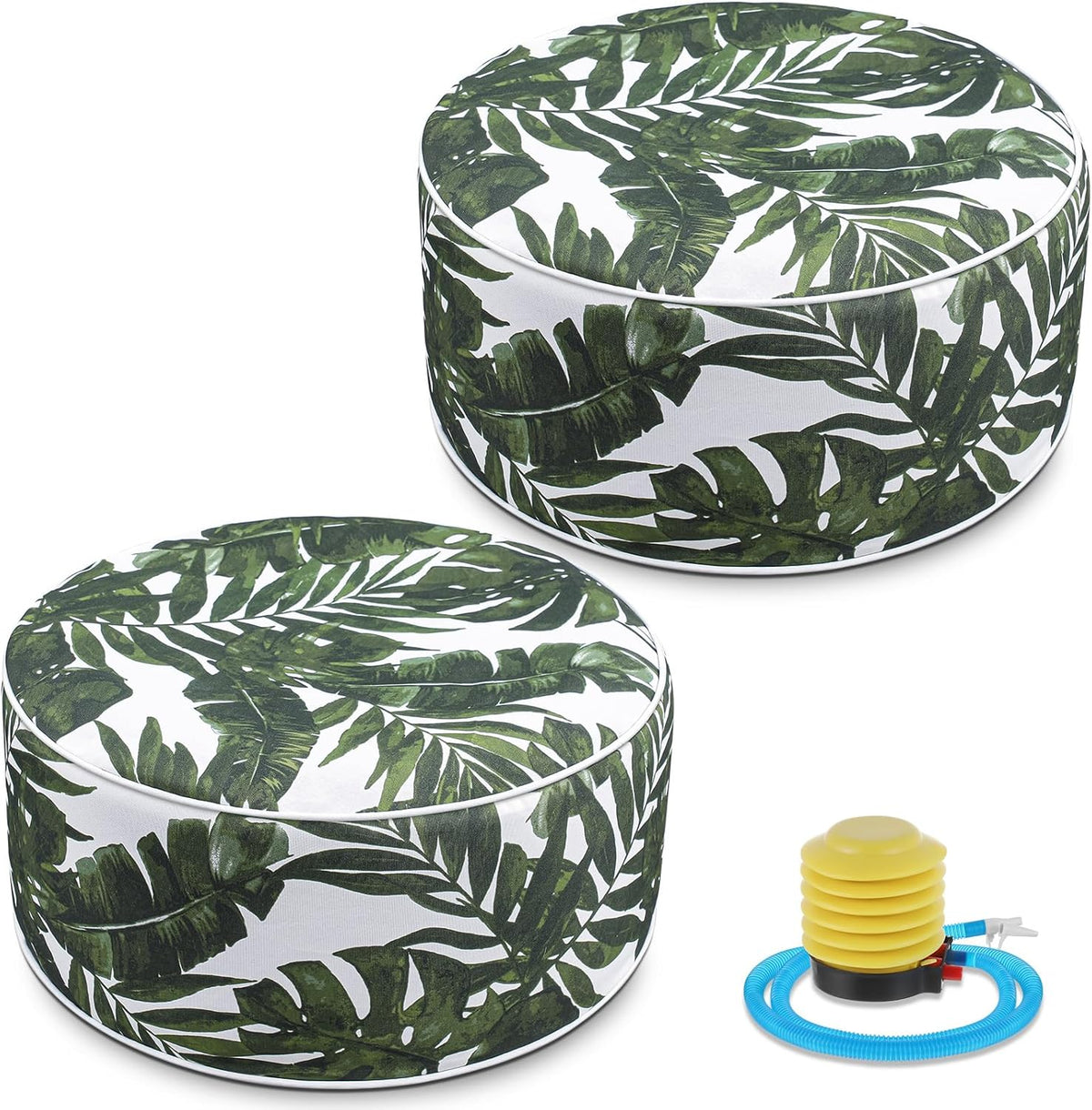 2 Pack Outdoor Inflatable Ottoman Waterproof Inflatable Pouf Foot Rest with Handle D21 x H9