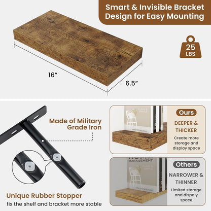 fuqing Floating Shelves for Wall, Bathroom Shelf Wall Mounted for Storage, Shelves with Invisible