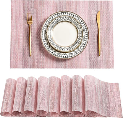 Leetaltree Misty Rose Placemats Set of 8 - Heat Resistant Non-Slip Place mats for Dining Table