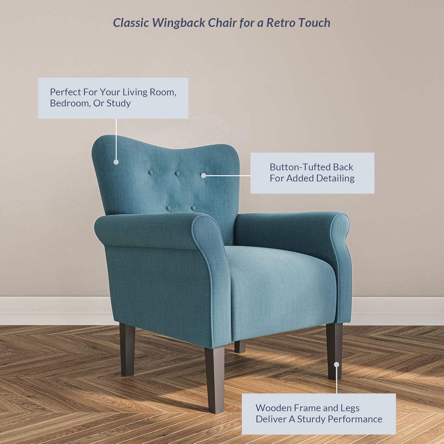 BELLEZE Modern Accent Chair, High Back Armchair, Upholstered Wingback Side Chair, Padded Single