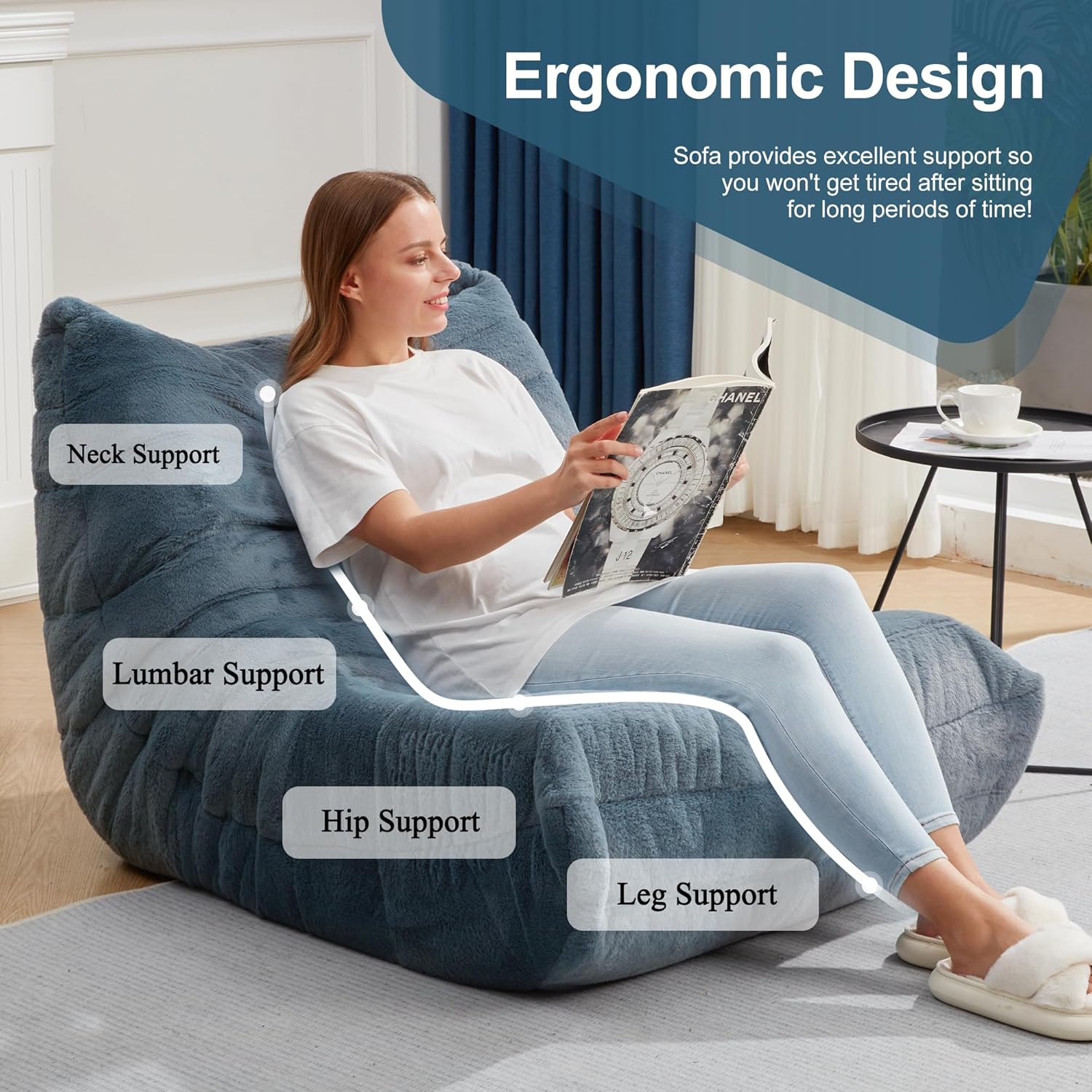 Bean Bag Chairs for Adults Giant Bean Bag Chair Memory Foam BeanBag Chair Big Bean Bag Sofa with