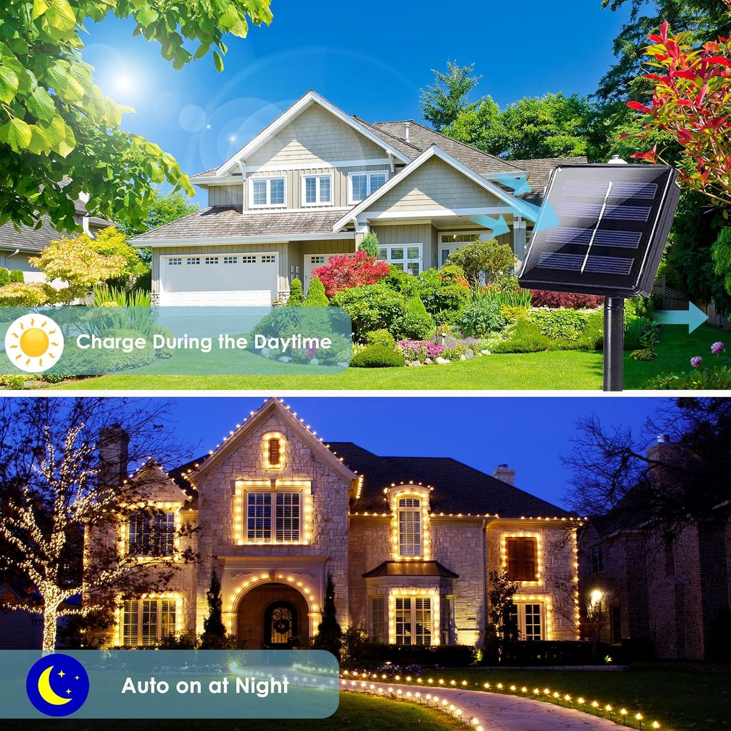 Extra-Long 144FT Solar String Lights for Outside, 2 Pack 400LED Solar Fairy Lights Outdoor