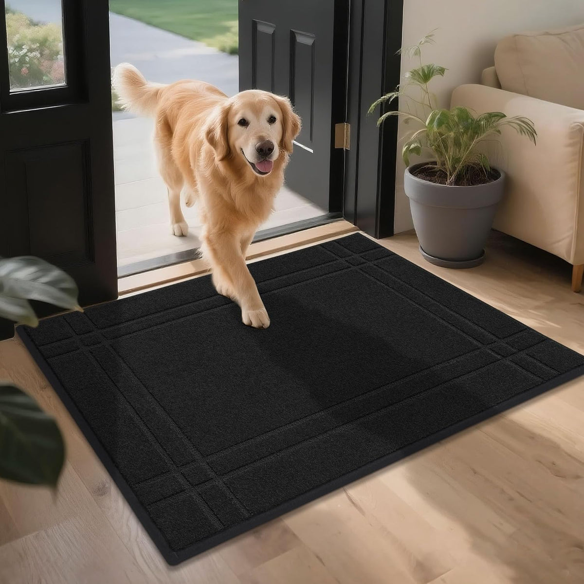 JSEI Entryway Rugs Doormat 32"x48", Non-Slip Dirt Trapper Door Mats Indoor, Washable Absorbent and
