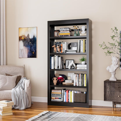 Bookcase, 5-Shelf Industrial Bookshelf, Large Storage Space, Adjustable Bookshelves, Perfect for