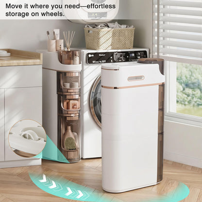 VECELO 3-Tier Slim Bathroom Storage Cabinet with Wheels, Skinny Bathroom Storage Cabinet with
