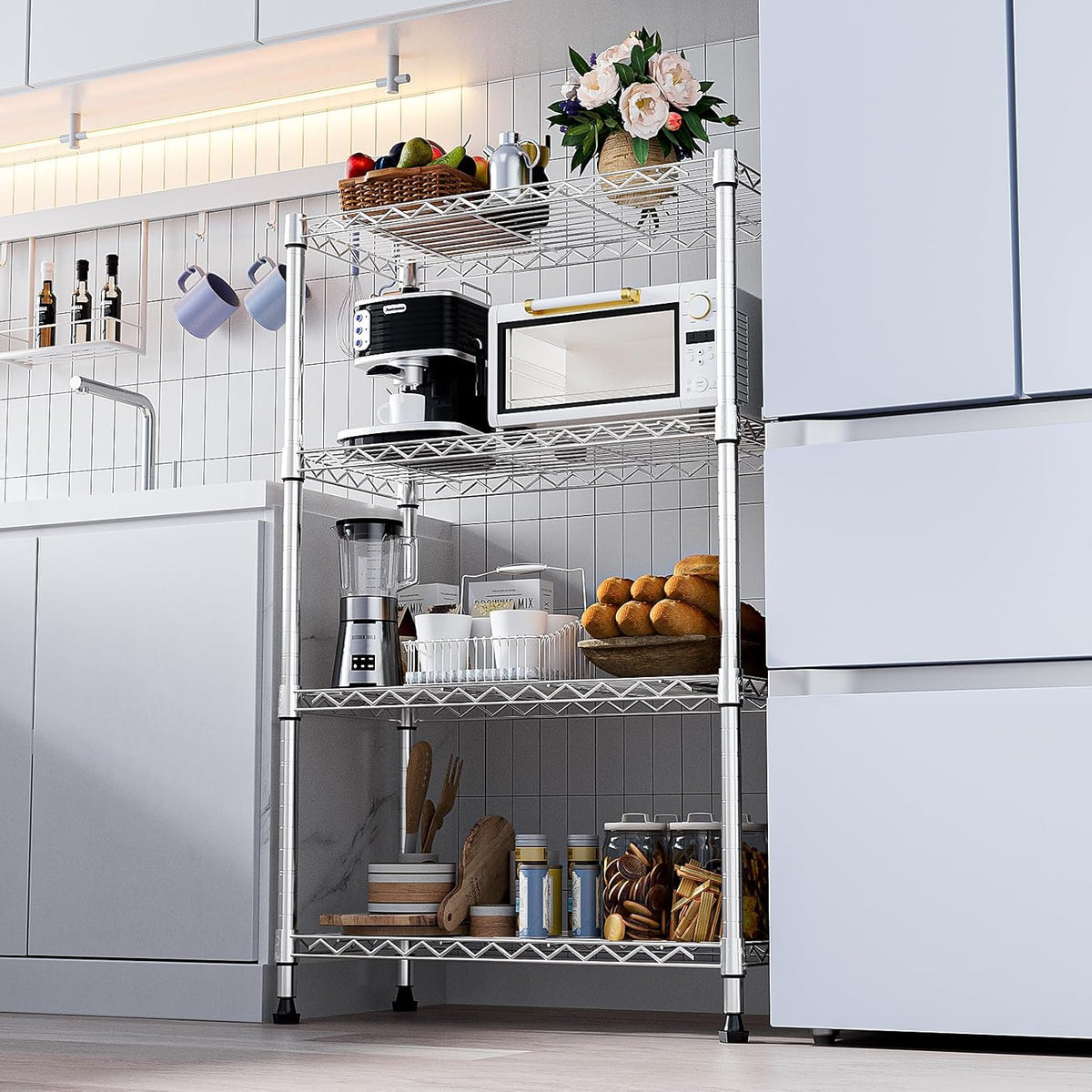 1000 lbs Storage Shelving Steel Heavy Duty 4-Tier Utility Shelving Unit Steel Organizer Wire Rack