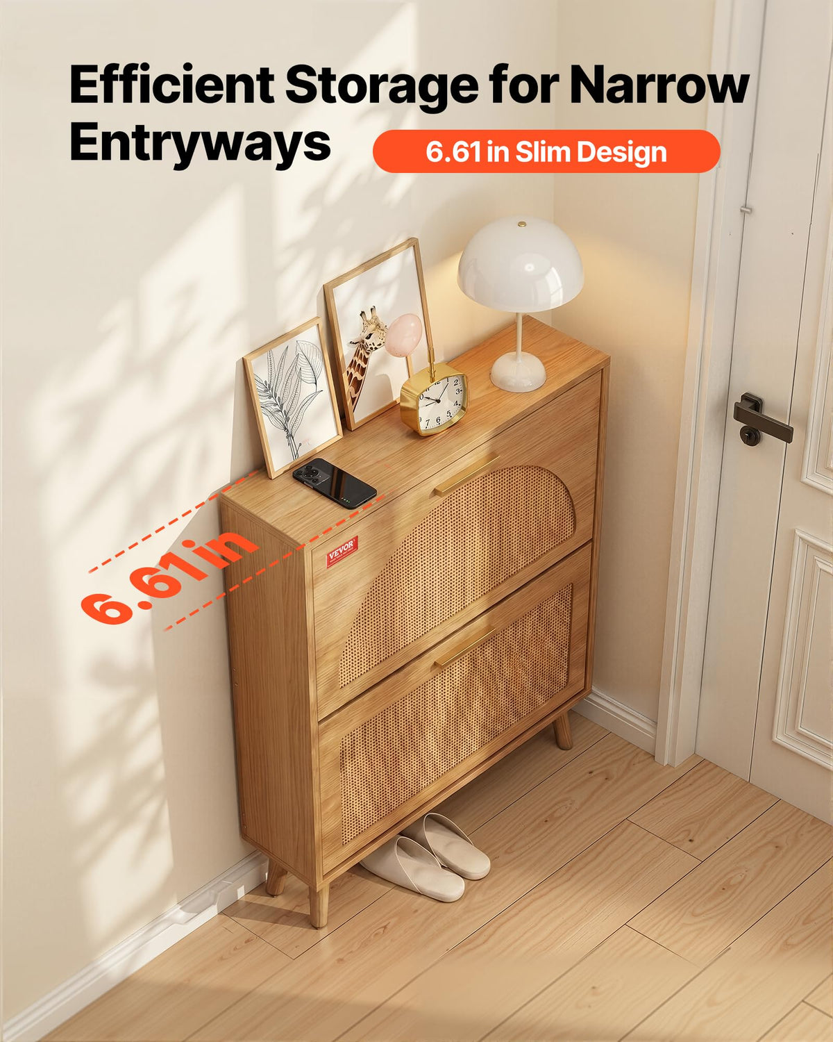VEVOR Shoe Cabinet with 2 Flip Drawers, Shoe Storage Cabinet for Entryway, Free Standing Shoe