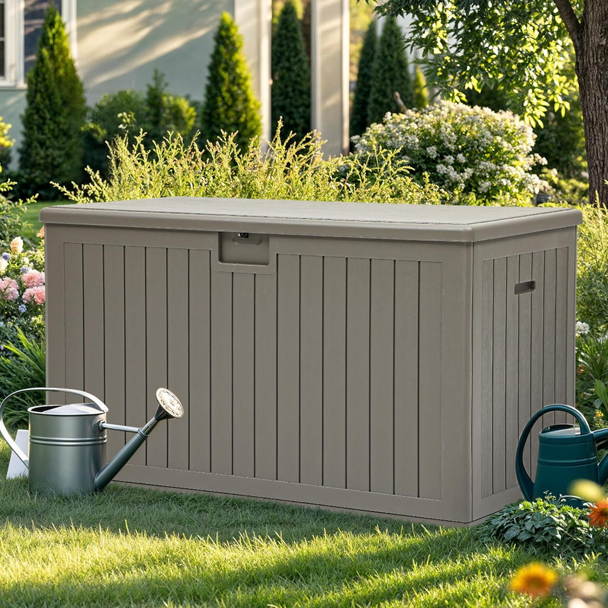YITAHOME 200 Gallon Double-Wall Deck Box with Divider & Side Handles, Outdoor Large Storage for