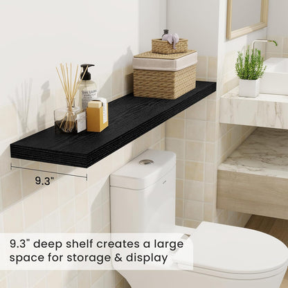Fun Memories 48 Inch Deep Floating Shelves for Wall, 2 Pack of Long Wall Mounted Wood Shelves with