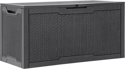 YITAHOME 100 Gallon Outdoor Storage Box, Large Water Resistant Resin Deck Box, Indoor Outdoor