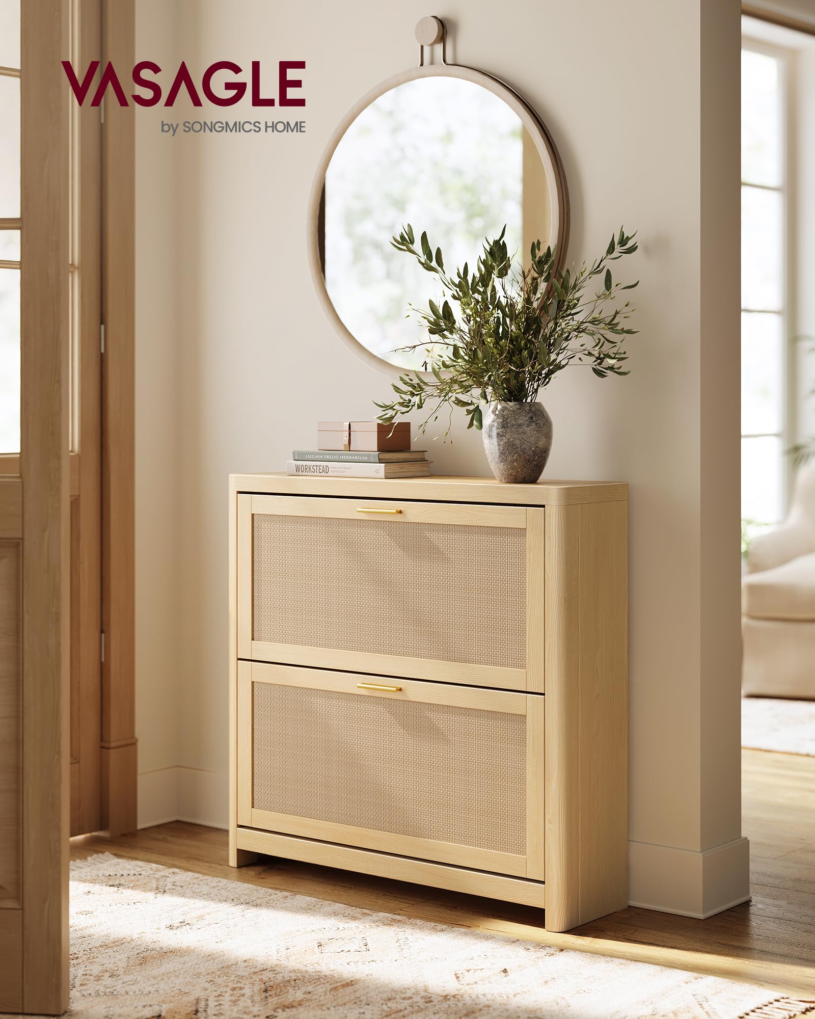 VASAGLE ELLAN Collection - Boho Shoe Storage Cabinet for Entryway Slim, Entry Shoe Cabinet with