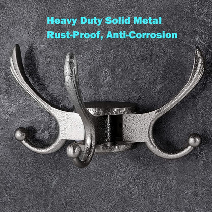 Swivel Coat Hook 2 Pack Heavy Duty Space Saving Towel Rope Hook Wall Mount Triple Swing Arms for RV