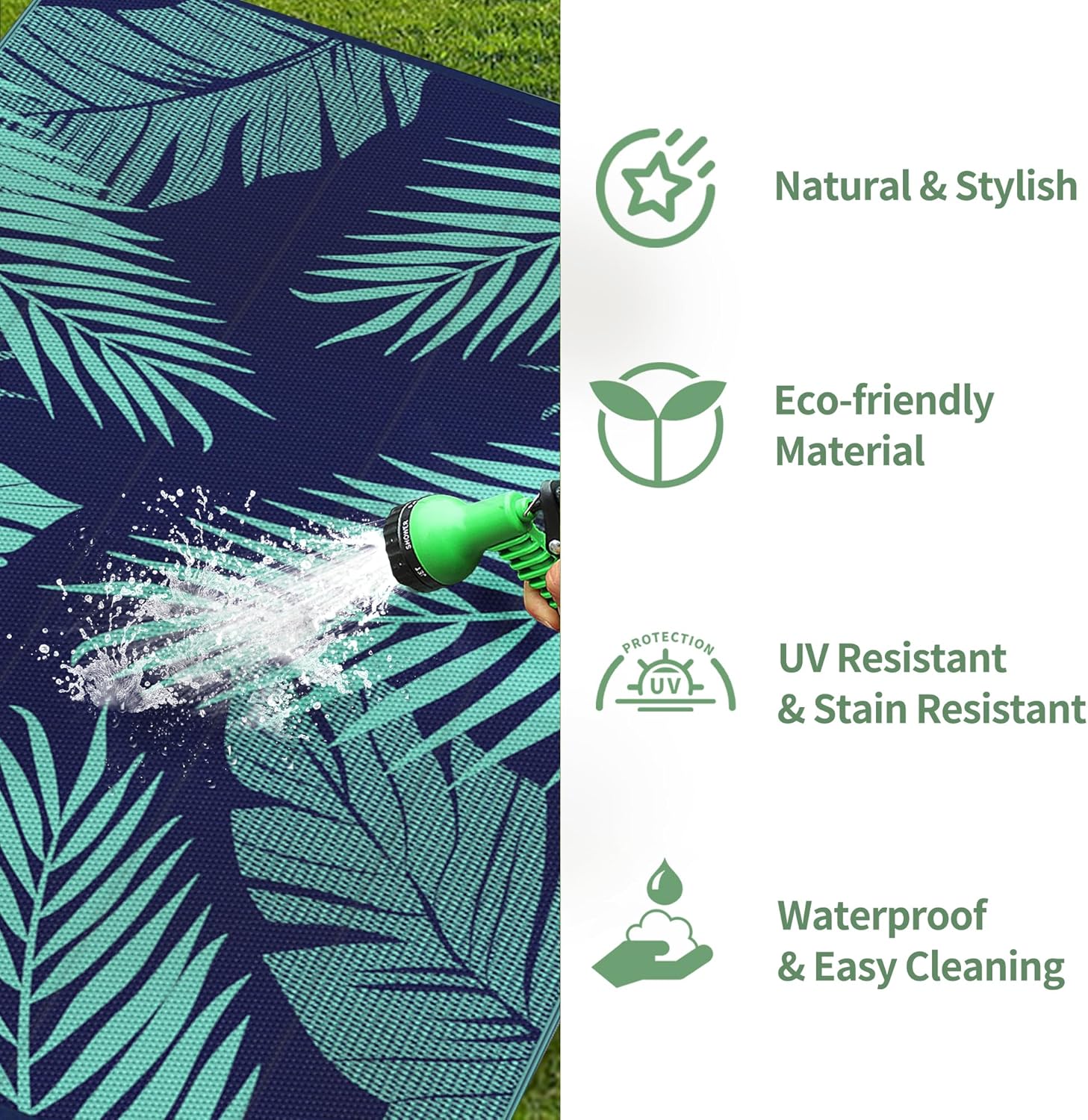 GENIMO Outdoor Rug 8' x 10' Waterproof for Patios Clearance, Reversible Outdoor Plastic Straw