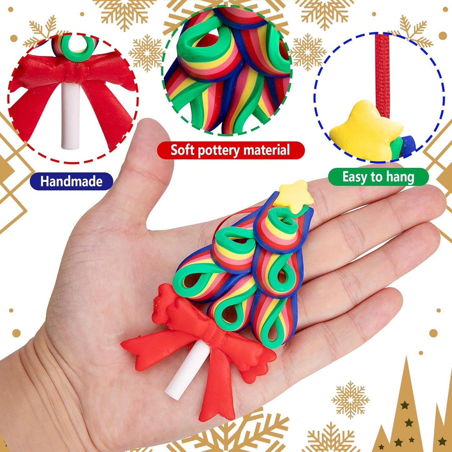 codree 8 Pcs Christmas Lollipop Ornaments- Rainbow Candy Cane Hanging Ornaments for Christmas Tree