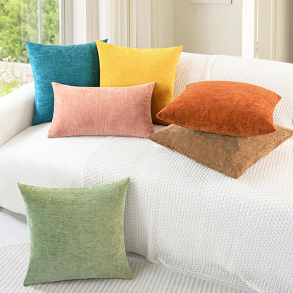 CaliTime Throw Pillow Covers Decorative 12 X 20 Inches Pack of 2 Cozy Chenille Cushion Cases for