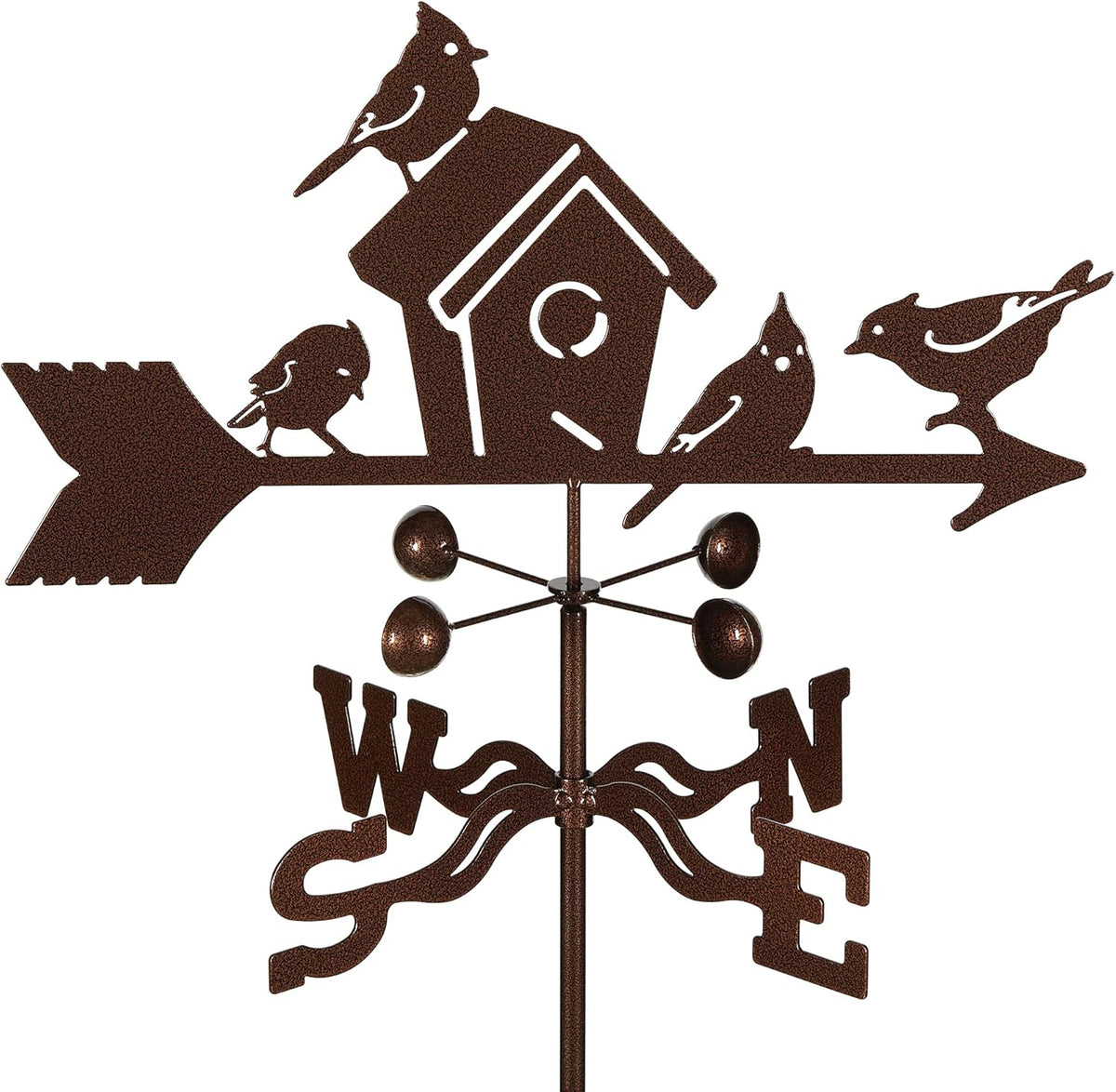 EZ Vane Birdhouse Weathervane — Roof Mount, Wind Cups, Antique Copper Finish, Steel with Durable