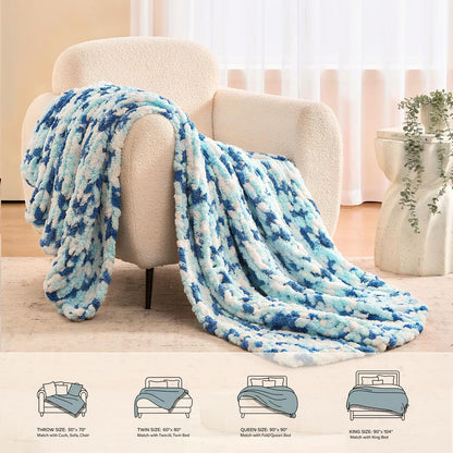 L'AGRATY Chunky Knit Blanket Throw: 50''x60'' Chenille Chunky Knitted Throw Blankets for Bed Couch